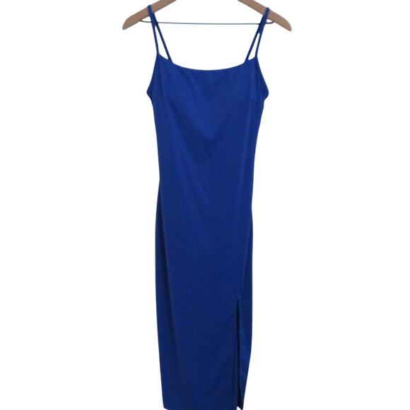 Popilush Womens Sz M Royal Blue Shapewear Midi Dress Bodycon Built In Support - Picture 1 of 6